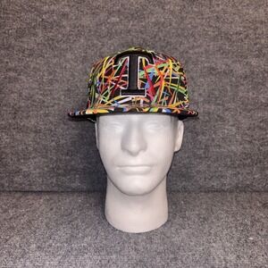 City Hunter‎ Hat Cap Fitted Medium Colorful Graffiti T Pattern Multicolor Mens